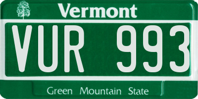 VT license plate VUR993