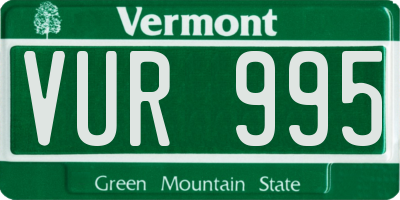 VT license plate VUR995