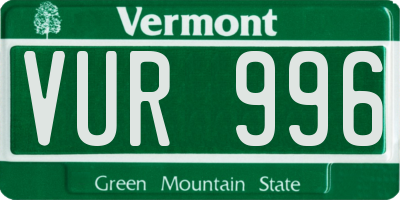 VT license plate VUR996