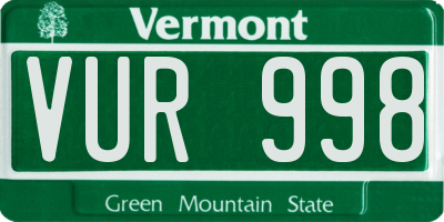 VT license plate VUR998