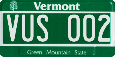 VT license plate VUS002