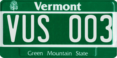 VT license plate VUS003
