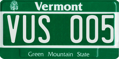 VT license plate VUS005