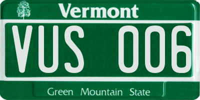 VT license plate VUS006