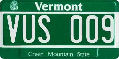 VT license plate VUS009