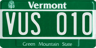 VT license plate VUS010