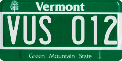 VT license plate VUS012