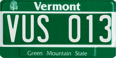 VT license plate VUS013