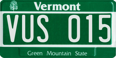 VT license plate VUS015