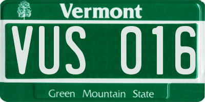 VT license plate VUS016