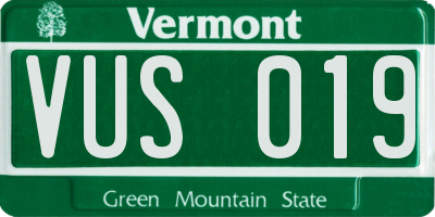 VT license plate VUS019