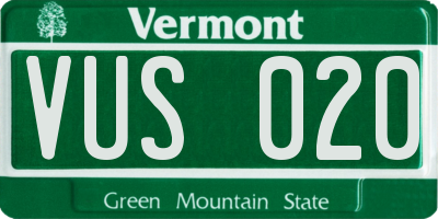 VT license plate VUS020