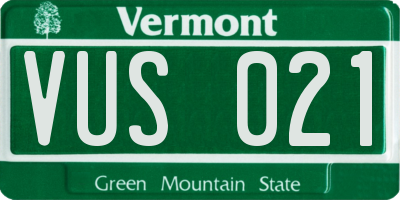 VT license plate VUS021