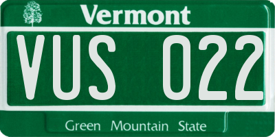 VT license plate VUS022