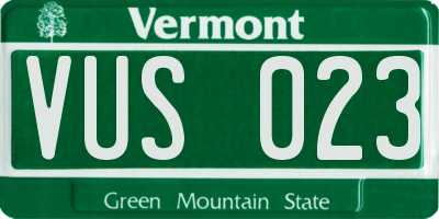 VT license plate VUS023