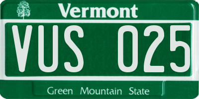 VT license plate VUS025