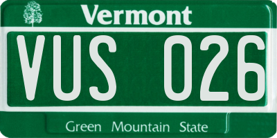 VT license plate VUS026