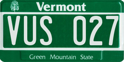 VT license plate VUS027