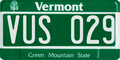VT license plate VUS029