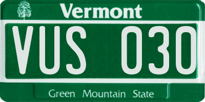 VT license plate VUS030