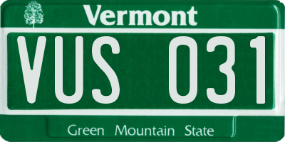 VT license plate VUS031