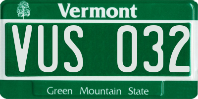 VT license plate VUS032