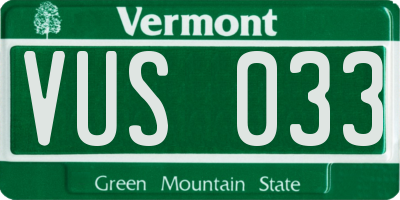 VT license plate VUS033