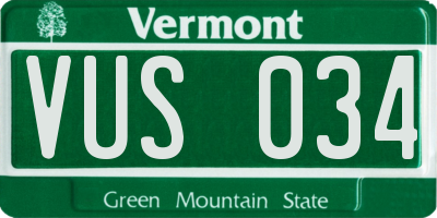 VT license plate VUS034