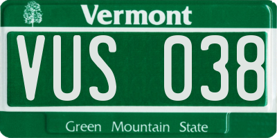 VT license plate VUS038