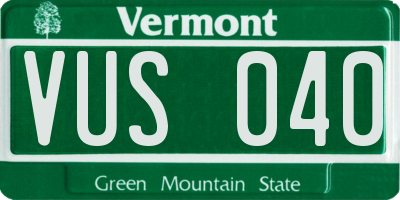 VT license plate VUS040