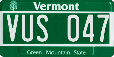 VT license plate VUS047