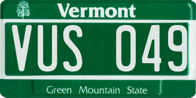 VT license plate VUS049