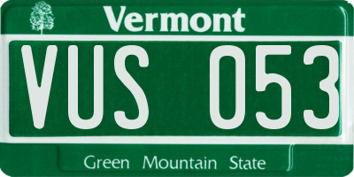 VT license plate VUS053