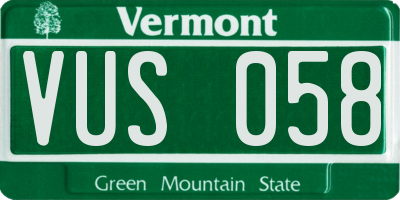 VT license plate VUS058