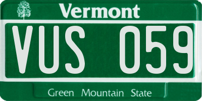 VT license plate VUS059