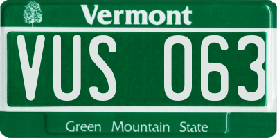 VT license plate VUS063