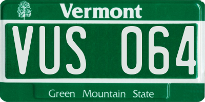 VT license plate VUS064