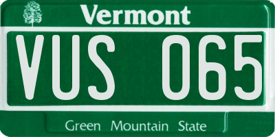 VT license plate VUS065