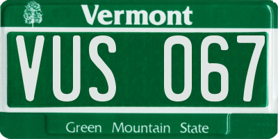 VT license plate VUS067