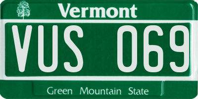 VT license plate VUS069
