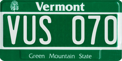 VT license plate VUS070