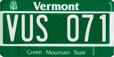 VT license plate VUS071