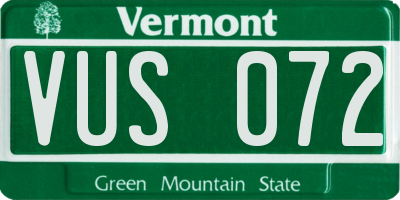 VT license plate VUS072