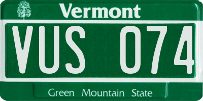 VT license plate VUS074