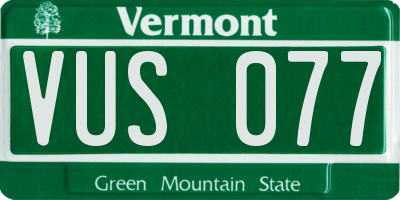 VT license plate VUS077