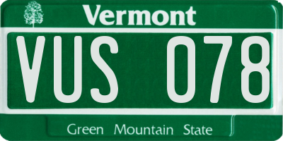 VT license plate VUS078