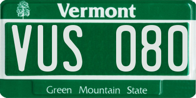 VT license plate VUS080