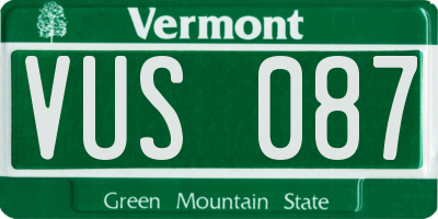 VT license plate VUS087