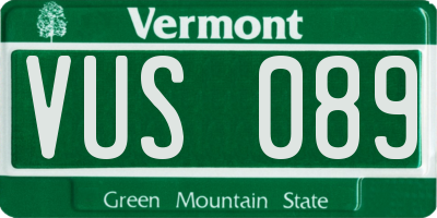 VT license plate VUS089