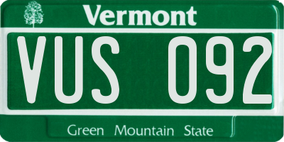 VT license plate VUS092